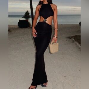 White Fox Black Maxi Dress